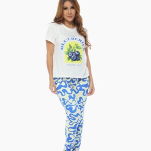 PIJAMA ARANDANOS PANTALON AZUL Y AMARILLO TALLA M