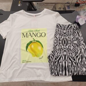 PIJAMA MANGOS PANTALON NEGRO Y BLANCO TALLA M