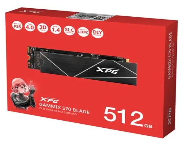 SSD XPG 512GB/ M.2 2280/ PCle GEN4x4/ GAMMIX S70 BLADE/ COMPATIBLE CON PS5 NEGRA