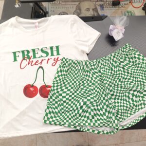 PIJAMA CEREZAS SHORT VERDE TALLA M