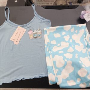 PIJAMA FRANELILLA AZUL PANTALON AZUL SEDA TALLA M