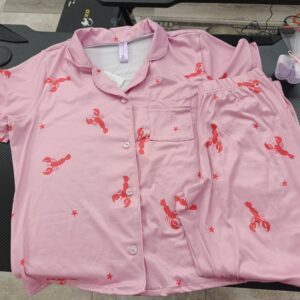 PIJAMA DE BOTONES ROSADA LANGOSTAS PANTALON TALLA S