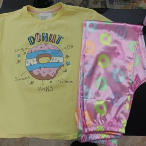 PIJAMA AMARILLA DONA PANTALON ROSA SEDA