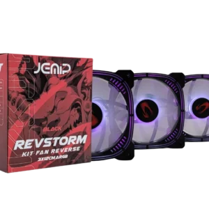 VENTILADOR JEMIP REVSTORM KIT 3 EN 1 FAN REVERSE/ ARGB+PWM/ 1600 RPM/ 3x12CM/ NEGRO
