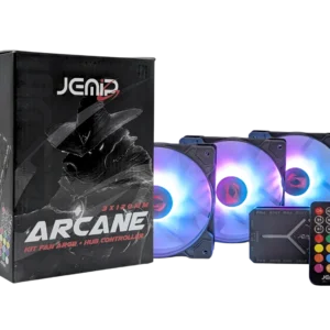 VENTILADOR JEMIP ARCANE KIT 3 EN 1+HUB+CONTROL REMOTO/ ARGB+PWM/ 1600 RPM/ 3x12CM/ NEGRO