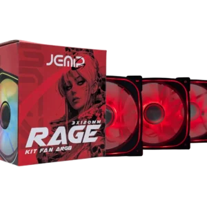 VENTILADOR JEMIP RAGE KIT 3 EN 1/ ARGB+PWM/ 1600 RPM/ 3x12CM/ NEGRO (SOLO FAN)