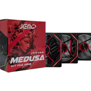 VENTILADOR JEMIP MEDUSA KIT 3 EN 1/ ARGB+PWM/ 1600 RPM/ 3x12CM/ NEGRO