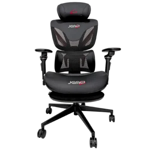 SILLA JEMIP GAMING RED BOLT/ AJUSTE DE INCLINACION Y ALTURA/ ERGONOMICA/REPOSA BRAZO/ BLANCO-ROJO