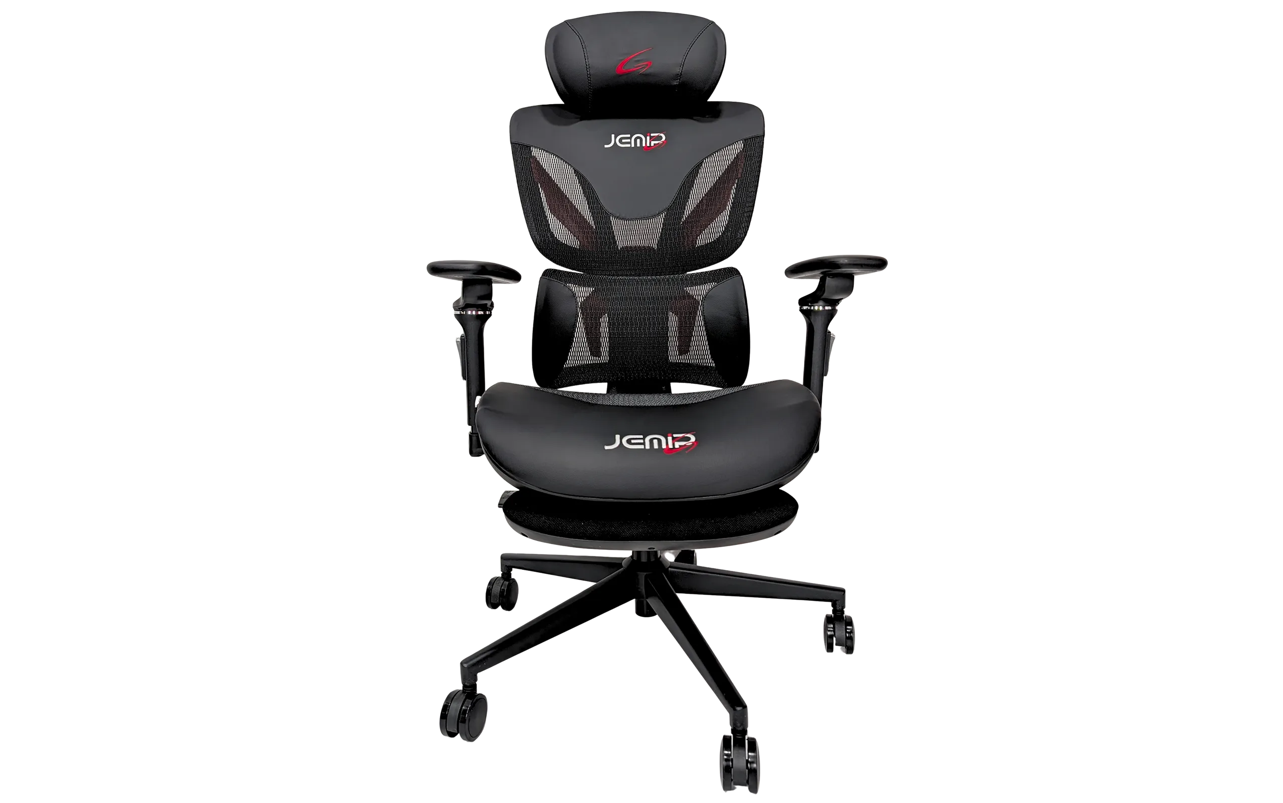 SILLA JEMIP GAMING RED BOLT/ AJUSTE DE INCLINACION Y ALTURA/ ERGONOMICA/REPOSA BRAZO/ BLANCO-ROJO