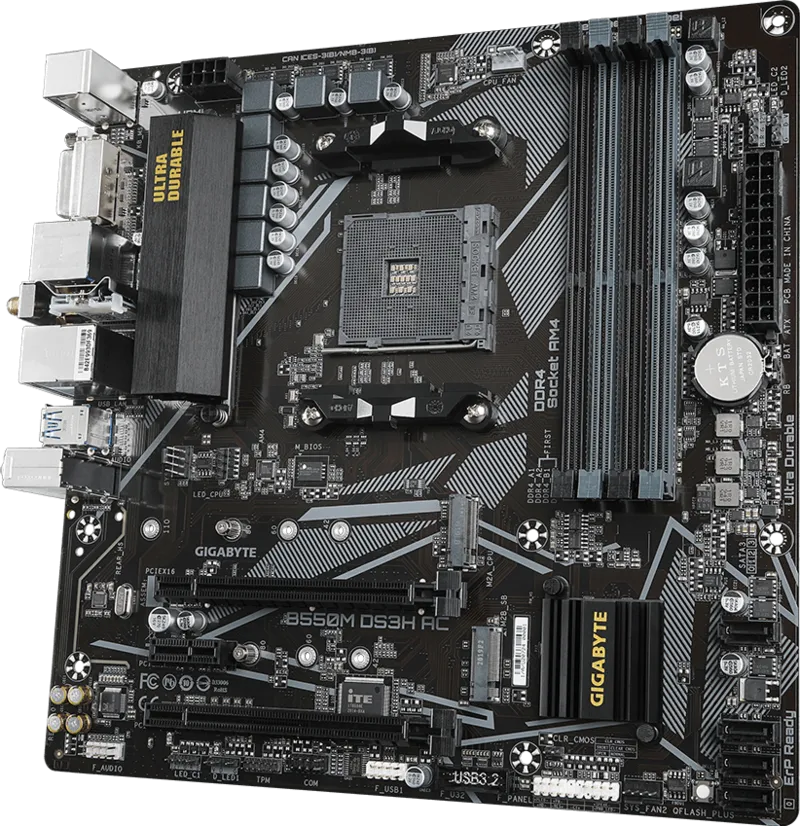 TM GIGABYTE B550M DS3H AC WIFI MATX SOCKET AMD4/ 4XDDR4-4733-ECC/4XSATA/1XM.2/2PCLE 3.0X1/6XUSB+6XUSB 3.0/HDMI - Imagen 3