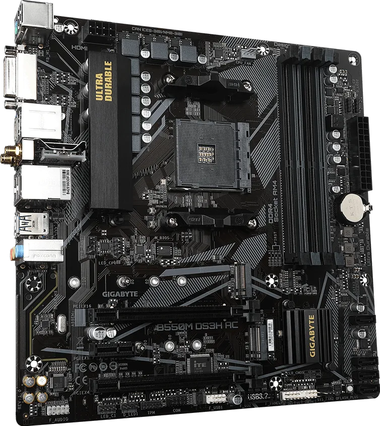 TM GIGABYTE B550M DS3H AC WIFI MATX SOCKET AMD4/ 4XDDR4-4733-ECC/4XSATA/1XM.2/2PCLE 3.0X1/6XUSB+6XUSB 3.0/HDMI