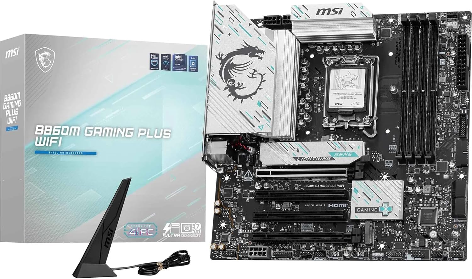TM MSI PRO B860M GAMING PLUS WIFI SOCKET LGA 1851/ 4xddr5-8800/4xSATA/3xM.2/ 4XPCle/15xUSB/TIPO C/ HDMI-DP/NEGRO - Imagen 7