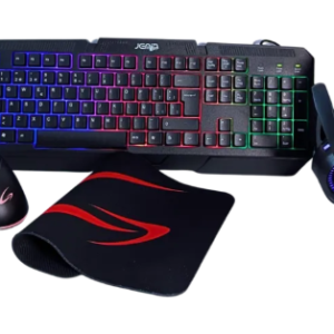COMBO 4 EN 1 JEMIP GAMING TITANFURY SET/ RGB/ TECLADO -MOUSE-AUDIFONOS Y MOUSE PAD 220X280/360DPI/USB+3.5MM/ESPAÑOL