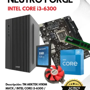 DESKTOP JEMIP NEUTRO FORGE/ CORE I3-6300/ 8GB DDR4/ 128GB SSD/ NEGRO