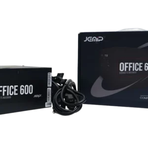 FUENTE DE PODER JEMIP 600W OFFICE ATX/ 12V/ 110-240/NEGRO/ CON CABLE DE PODER