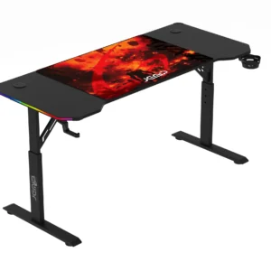 MESA JEMIP GAMING KILLSTREAK ASTATION/140X60X75CM/ ALT AJUST/ RGB/ INCLUYE: MOUSE PAD-PORTA TAZA / PORTA AUDIFONO/ NEGRO