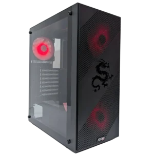 CASE JEMIP GAMING DRAGON ATX/ 2XUSB+USB3.0/HD AUDIO/4FAN ARGB+PWM/HUB+CONTROL/LATERAL VIDRIO TEMPLADO/ NEGRO