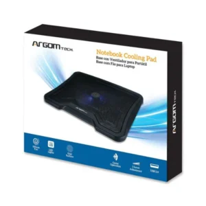 BASE DE ENFRIAMIENTO ARGOM PARA PORTATIL/ AJUSTABLE/ 2PTOS USB/ BOTON ON-OFF/ FAN 16CM NEGRO