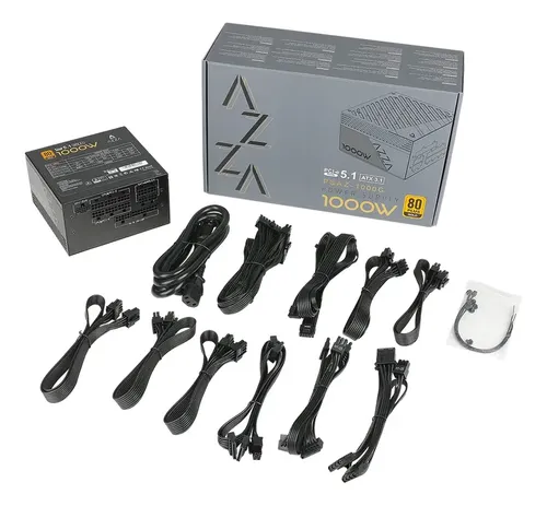 FUENTE DE PODER AZZA 1000W GAMING ATX 3.1/ 80+GOLD/ 12V/ 100-240V/ VER 3.1 / MODULAR / NEGRO - Imagen 3
