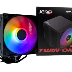 CPU FAN COOLER JEMIP GAMING TWIN ONE RGB/ TORRE 6 TUBOS/ TDP 240W/ ARGB/ FULL INTEL-AMD-AM4-AM5/NEGRO